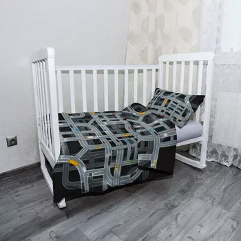 Povlečení Sablio Mikroplyšové povlečení do dětské postýlky Dětská autodráha - 100x135 / 40x60