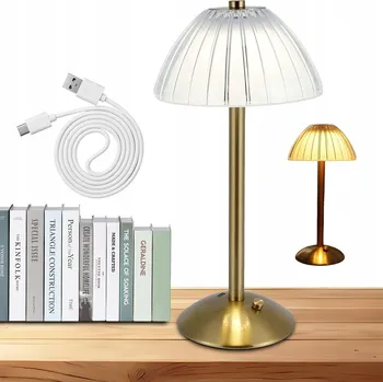 Lampička Stolní Noční Lampa Kov Akryl 3 Režimy Světla Nabíjecí USB 1200 mAh