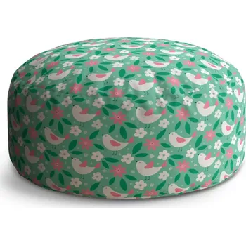 Taburet Sablio Kulatý taburet Circle Květiny a ptáčci: 38x48 cm - Sablio