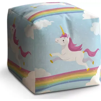 Taburet Sablio Taburet Kostka Jednorožec: 40x40x40 cm - Sablio