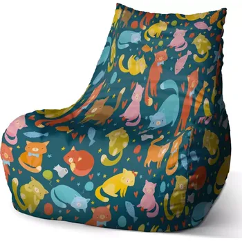 Sedací pytel Sedací vak Bean Kočky s rybkami - Sablio - 100 x 90 x 45 cm