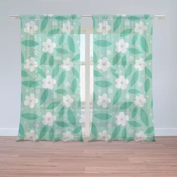 Záclona Sablio Záclony Bílé květy s lístky: 2 ks - 150x250 cm - Sablio