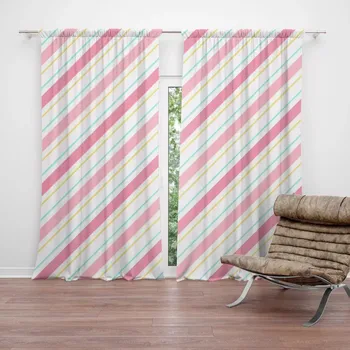 Závěs Sablio Závěsy Čtyřbarevné pruhy: 2 ks - 140x250 cm - Sablio