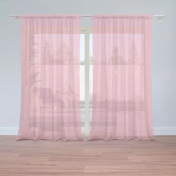 Záclona Sablio Záclony Bílé čárky na růžové: 2 ks - 150x250 cm - Sablio