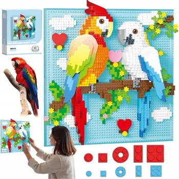 ostatní stavebnice PLASTOVÁ STAVEBNICE 1700 DÍLKŮ: PAPOUŠCI NA VĚTVI - DEKORACE DO DĚTSKÉHO POKOJE