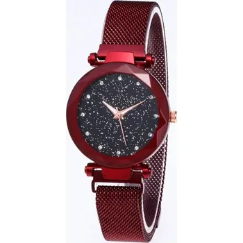 Hodinky Elegantní třpytivé nerezové hodinky | dámské doplňky - Červený