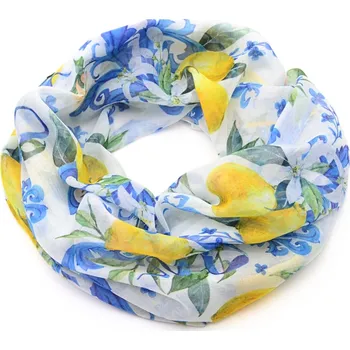 Šála Tunelová šála - bílo-modrá s citrony