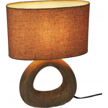 Lampička Stolní lampa hnědá v33,5 cm NOČNÍ LAMPA SE STÍNIDLEM Z TMAVÉ LÁTKY