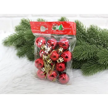 Vánoční ozdoba dobirkov.cz Vánoční ozdoby ČERVENÉ 3 cm - sada 12 ks