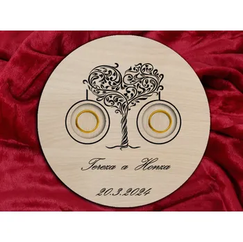 Svatební dekorace Dřevěný tácek na prstýnky - Dekorace na svatbu