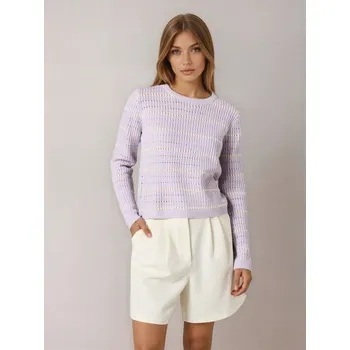 Dámský svetr Sinsay - Ažurový pruhovaný svetr - levandulová - 662GZ-04X - 662GZ-04X-XL