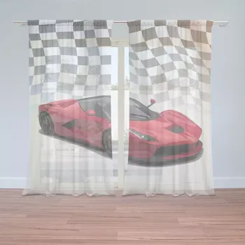 Záclona Sablio Záclony Ferrari Závodní vlajka: 2ks 150x250cm