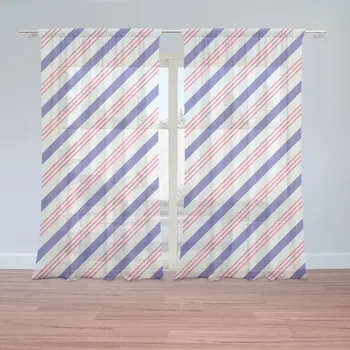 Záclona Sablio Záclony Modročervené pruhy: 2 ks - 150x250 cm - Sablio