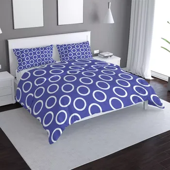 Povlečení Saténové povlečení Bílé kruhy na modré - Sablio - 140x200 / 90x70