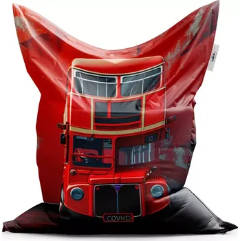 Sedací pytel Sablio Sedací vak Classic Červený patrový autobus Vlajka - 200x140 cm