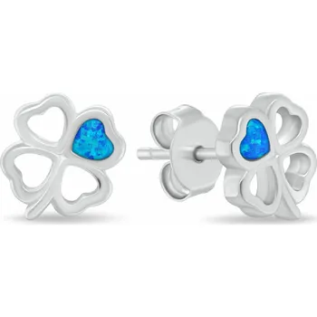 Náušnice Brilio Silver Stříbrné náušnice Čtyřlístek s modrým opálem EA1253WB + 2 měsíce na vrácení zboží