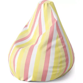 Sedací pytel Sedací vak Pear Žlutorůžové pruhy - Sablio - 70 x 95 x 15 cm