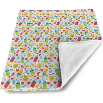 Dětská deka Sablio Dětská deka pro miminko Kojenecké láhve a srdíčka - 80x100 cm