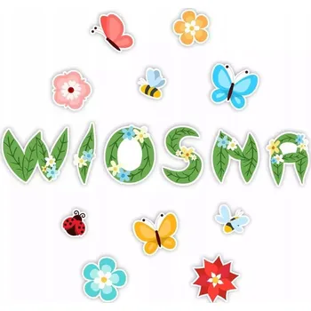 Obraz DEKORACE JARO - NÁPIS + HMYZ (16 kusů)