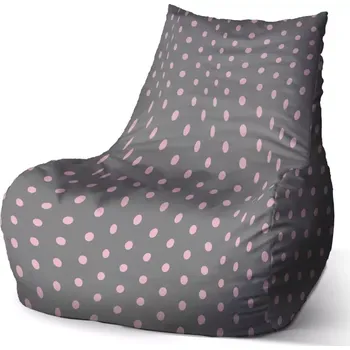 Sedací pytel Sedací vak Bean Růžové puntíky na šedé - Sablio - 60 x 70 x 70 cm