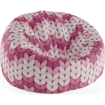Sedací pytel Sablio Sedací vak Cocoon Tříbarevné růžové pletení - 75 x 45 x 35 cm