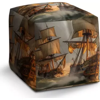 Taburet Sablio Taburet Cube Plachetnice ve vlnách: 40x40x40 cm