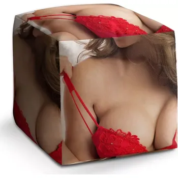 Taburet Sablio Taburet Kostka Dekolt ženy: 40x40x40 cm - Sablio