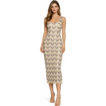 Dámské šaty AŽUROVÁ ŠATY - ID8890 SZARA letní pletená hitová sada sezóny