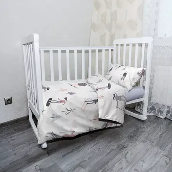 Povlečení Sablio Mikroplyšové povlečení do dětské postýlky Lyžaři - 100x135 / 40x60