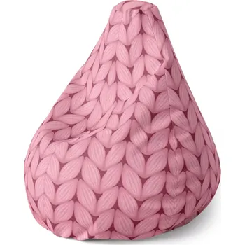 Sedací pytel Sedací vak Pear Růžové pletení z vlny - Sablio - 70 x 95 x 15 cm