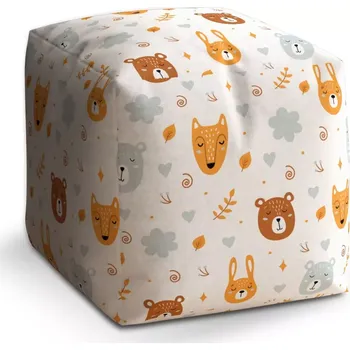 Taburet Sablio Taburet Kostka Medvěd a liška: 40x40x40 cm - Sablio