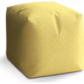 Taburet Sablio Taburet Kostka Červené kroužky na žluté: 40x40x40 cm - Sablio