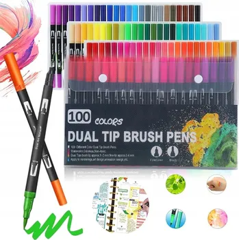 100 BAREV OBOUSTRANNÉ FIXY 0.4MM/1-2MM BEZPEČNÉ NA VODNÍ BÁZI