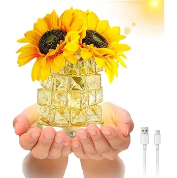 Lampička Led Stylová lampa Slunečnice Křišťálová 3 Světla Dotykový Panel