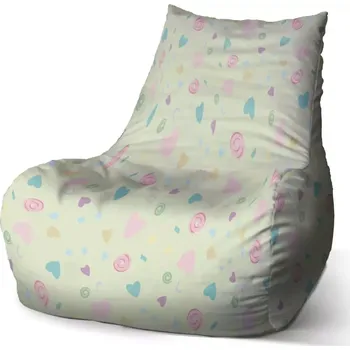 Sedací pytel Sedací vak Bean Srdíčka a spirály - Sablio - 60 x 70 x 70 cm