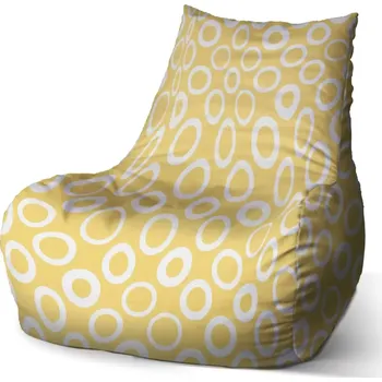 Sedací pytel Sedací vak Bean Bílé kruhy na žluté - Sablio - 100 x 90 x 45 cm