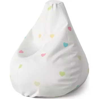 Sedací pytel Sedací vak Pear Barevná srdíčka na béžové - Sablio - 70 x 95 x 15 cm