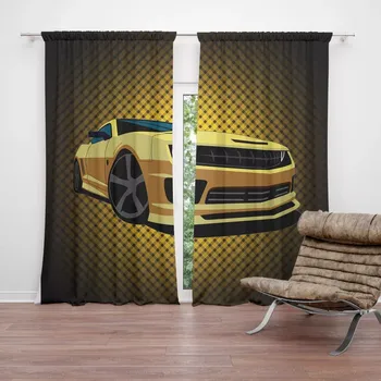 Závěs Sablio Závěsy Chevrolet Camaro Žlutá mřížka: 2ks 140x250cm