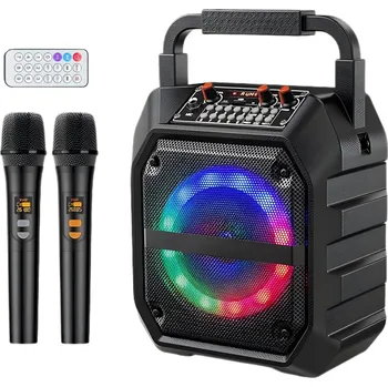 Karaoke Mini Mikrofonový Karaoke Set 2 Mikrofony + Reproduktor se Zvukovou Kartou 25W na Eventy Konference a Party