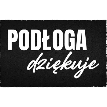 Rohožka VCHODOVÁ ROHOŽKA 40X60 ČERNÁ KOKOSOVÁ PRO DŮM S HUMOREM - PODLAHA DĚKUJE