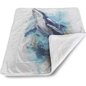 Dětská deka Sablio Dětská deka pro miminko Akvarelová velryba - 80x100 cm