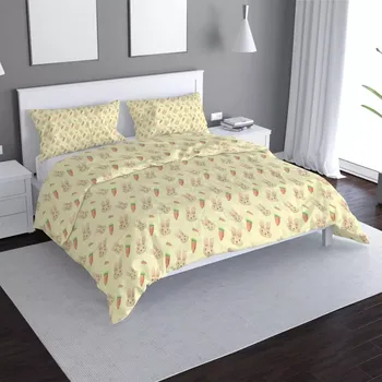 Povlečení Saténové povlečení Zajíček s mrkví - Sablio - 140x200 / 90x70