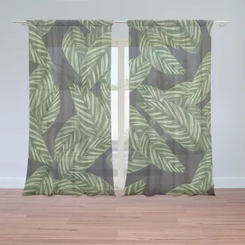 Záclona Sablio Záclony Abstrakce listů: 2 ks - 150x250 cm - Sablio