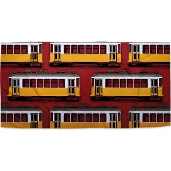 Ručník Sablio Ručník s potiskem Lisabonské historické tramvaje Červený Pattern - 30x50 cm