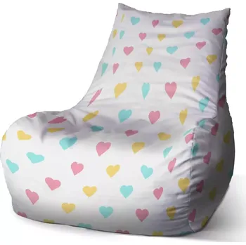 Sedací pytel Sedací vak Bean Tříbarevná srdíčka - Sablio - 60 x 70 x 70 cm