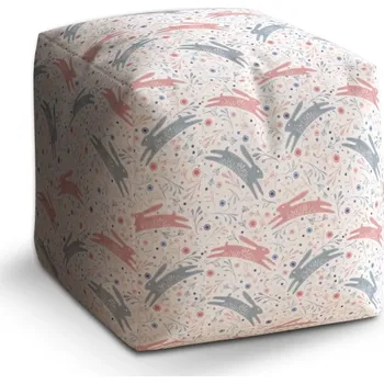 Taburet Sablio Taburet Cube Folklórní zajíčci: 40x40x40 cm