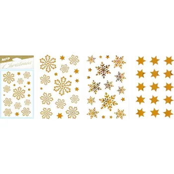 Vánoční dekorace MFP Paper Samolepky vánoční vločky 80x120mm zlatá
