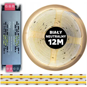 LED páska SADA 12M LED pásek COB 480 diod 4000K bílá neutrální 48V 8W + napájecí zdroj