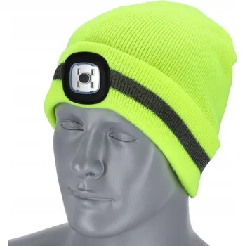 Čepice STALCO Zimní čepice s LED svítilnou RAY FLUO žlutá 54-60 ONE SIZE