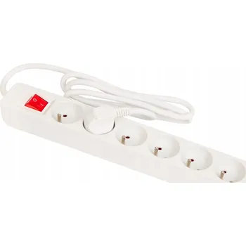Napájecí kabel Prodlužovací Kabel Pro-Max 1,5 m 6 zásuvek bílý, zásuvková lišta bílá